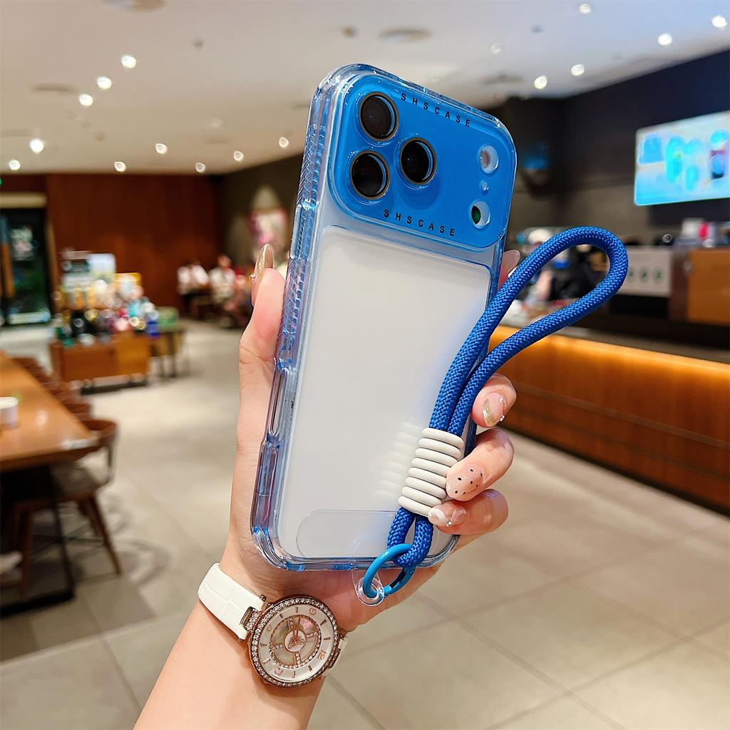 For iPhone 17 Pro Max Case Clear Colorful Frame Drop-Proof TPU + PC Phone Back Cover with Lens Film/Strap