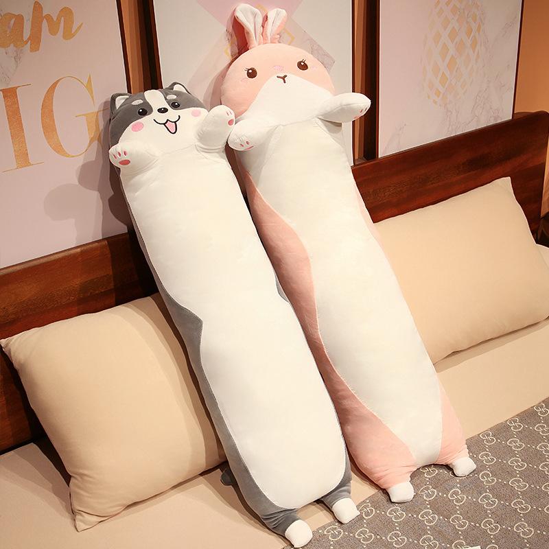 Cartoon Animal Plush Toys Soft Long Sleep Pillow Dinosaur Cat Rabbit Husky Stuffed Doll Cushion Gift for Kids