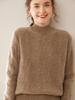 Women's Heavy Gauge Cashmere Cable Knit Sweater, Half-High Neck, Long Sleeve, Thickened Loose Pullover for Autumn Winter.