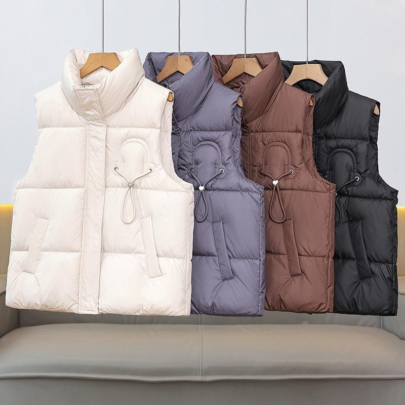 Women's outer vest stand-up collar vest versatile vest commuting down cotton vest outside autumn and winter