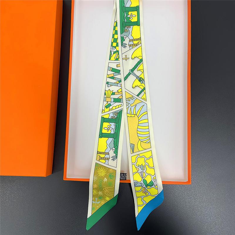 2023 new zebra and manor series, summer printed small streamer, tied bag silk scarf French headband streamer