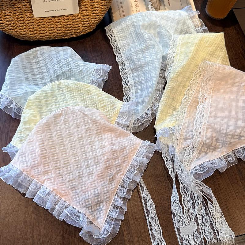 Süßes Spitzenbesetztes Dreieckiges Kopftuch Pastorales Stil Multi-Funktionaler Furzvorhang Gürtel Urlaub Strand Tägliches Lässiges Styling Dekoration