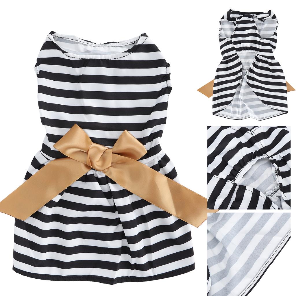 Cute Pet Summer Clothes Girl Dog Polyester Sleeveless Skirt Dresses with Bowknot for Party