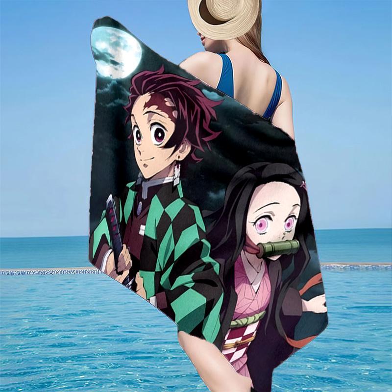 1PC Powerful Demon Anime Beach Towel - Soft, Absorbent Microfiber, Lightweight, Ideal for The Beach, Parties, Travel, Camping fan gifts