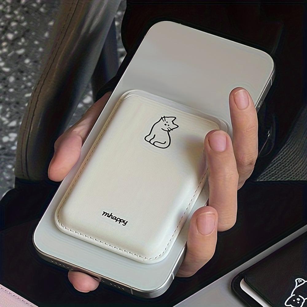 Cute Cat Phone Card Holder Dustproof Pu Leather Card Wallet Cover Anti-Fingerprint Magsafe Card Case For iPhone