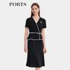 PORTS Women's Contrast Patchwork V-Neck Dress
