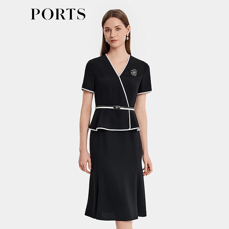 PORTS Women's Contrast Patchwork V-Neck Dress