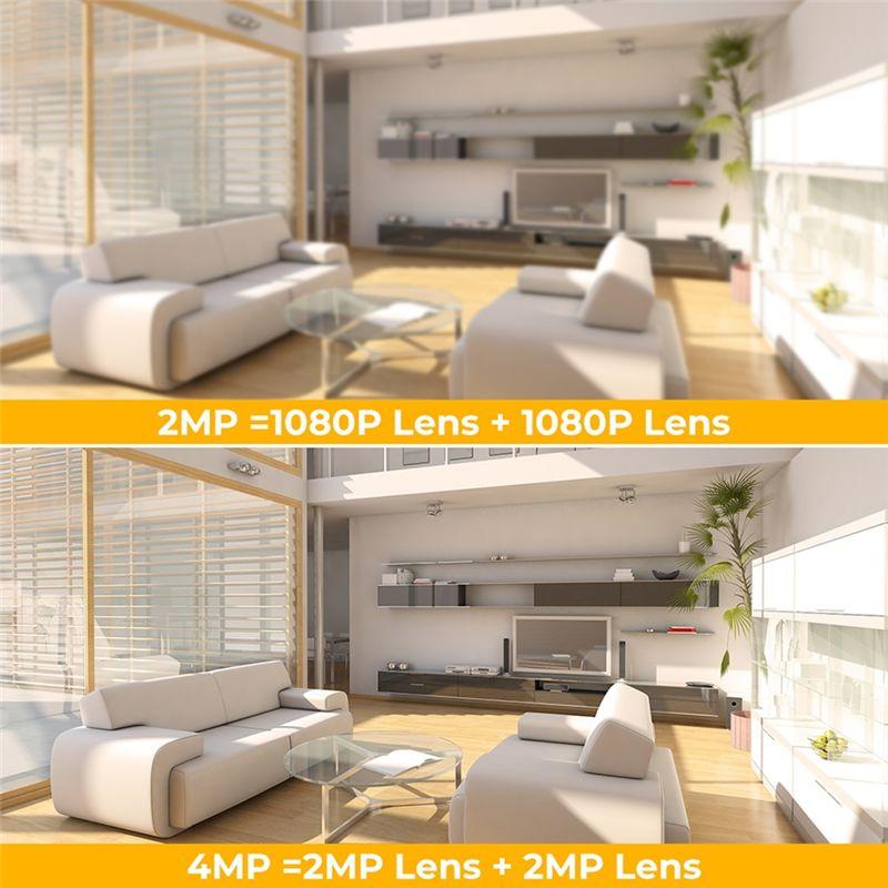 ABUO-4MP Wifi Camera Dual Screens Motion Detection Two Way Audio Indoor AC100-240V White US Plug