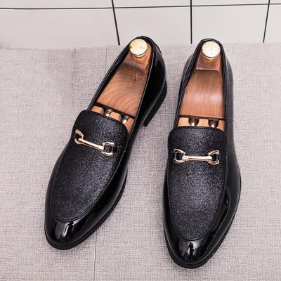 Nowa Moda Luksusowe Męskie Czarne Metalowe Klamra Casualowe Eleganckie Skórzane Buty Męskie Ślubne Powrót do Domu Studniówka Obuwie Zapatos Hombre