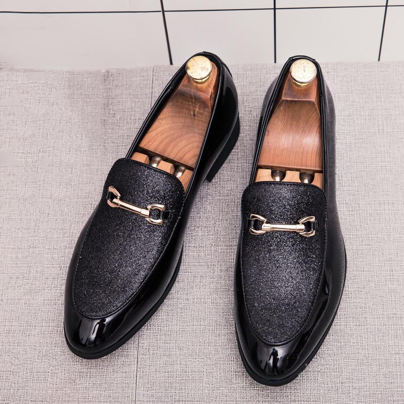 Fashion New Fashion Luxury Men's Black Metal Buckle Casual Dress Leather Shoes Male Wedding Homecoming Prom Footwear Zapatos Hombre