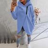 Women's Long Sleeved Casual Black Hooded Jacket Sweatshirt with Front Pocket Zipper Hoodie