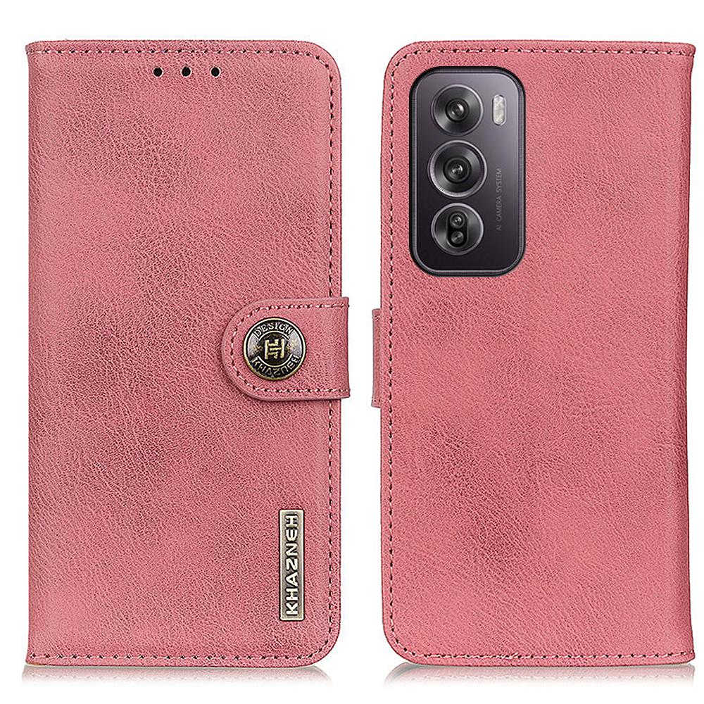 

For Oppo Reno12 Pro 5G (Global) Case Cowhide Texture Leather Wallet Stand Cover Pink