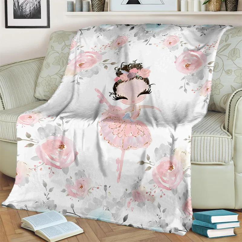 Süßes Ballettmädchen, Ballerina, Fee, Schwan, Einhorn, Cartoon, 3D-Decke, weiche Überwurfdecke für Zuhause, Schlafzimmer, Bett, Sofa, Picknick, Reisen, Kinder