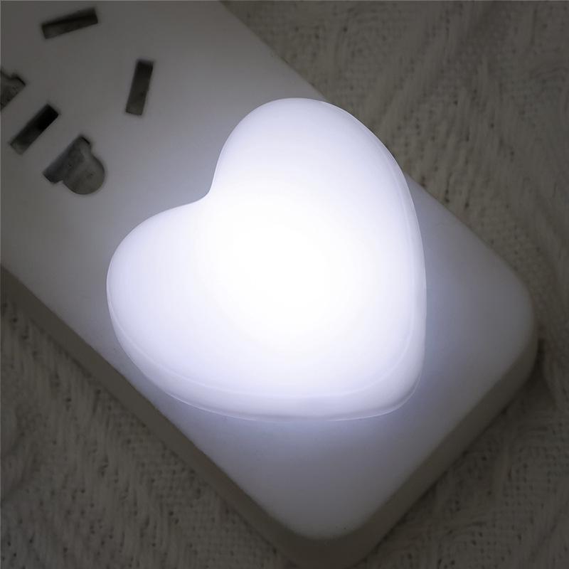 Heart-Shaped LED USB Night Light with Power Bank - White, Warm, Blue, Pink for Bedroom or Dorm Table 