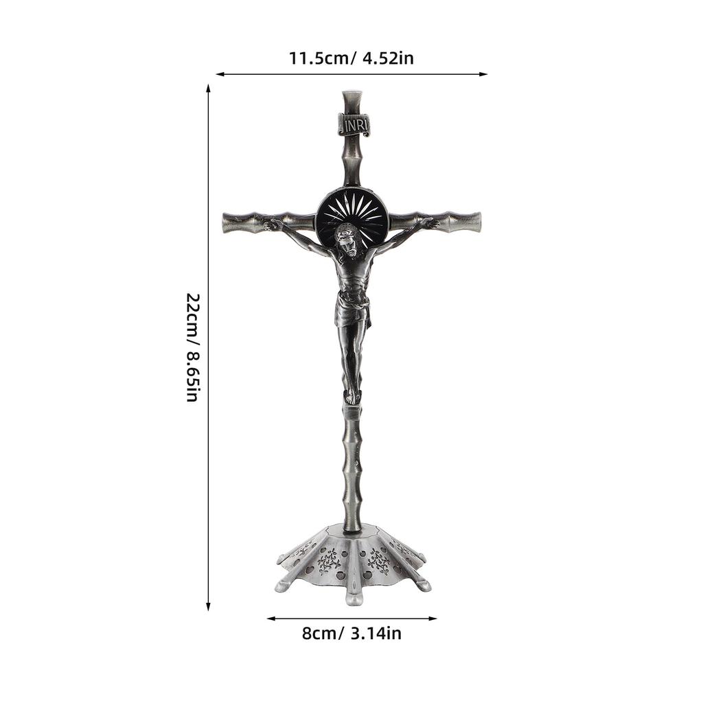 Vintage Cross Decoration Home for Shelf Statue Table Centerpiece Statues Antique Crucifix Figurine Metal Wall Decorations