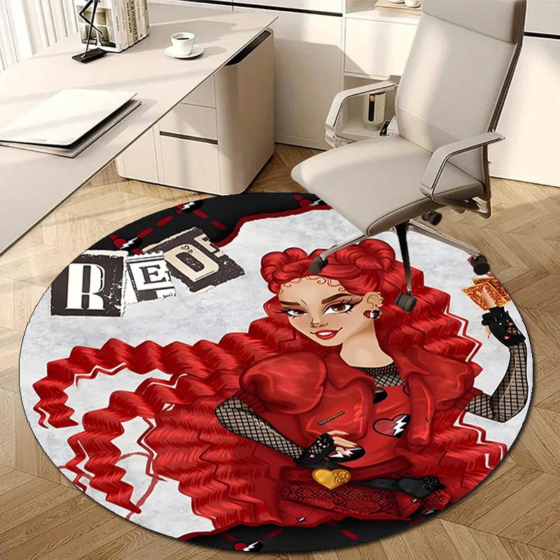 1pc Descendants The Rise of Red1 Design Printed Area Round Carpet for Bedroom Living Room Home Decor Rugs Mat Non Slip Mat Rug for Bedside