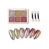 ALLMIRA Aurora Powder Nail Solid 6 Color Palette Nail Powder Gel Nail Color Nail Parts Home DIY Thin Sponge Tip Included (02)