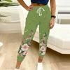 Sommer Damen Blumenmuster Print Schweißhose Lockerer Schnitt Kordelzug Jogginghose Elastischer Bund Tägliche Lässige Hose