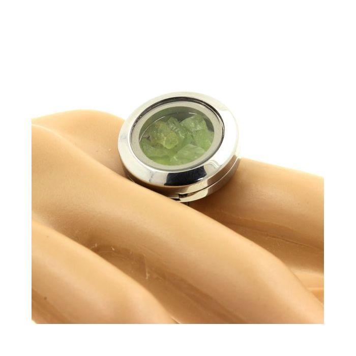 Stones and Minerals. Raw Peridot Ring. Adjustable Waist.