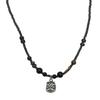 Chinese Trend Titanium Steel Waking Lion Pendant Necklace for Women – Obsidian Clavicle Chain, High-End Light Luxury Accessory