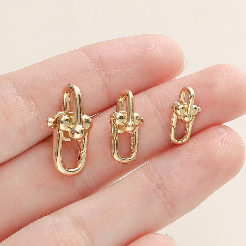 2 Stück Packung 1418K Vergoldete Federverschlüsse Messing U-Form Hummerverschluss Verbinder Für DIY Schmuck Armband Herstellung Zubehör