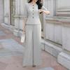 ZANZEA Completo casual da donna con camicetta e pantaloni a maniche 3/4, in due pezzi