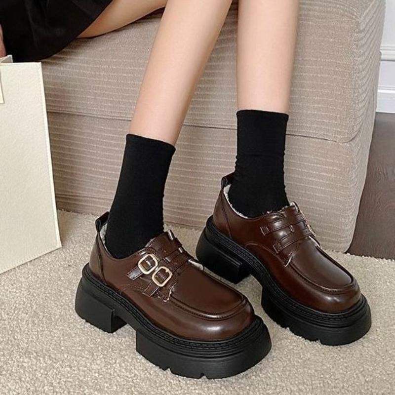 Vintage British Style Black Mary Jane Loafers Women's 2025 New Height Increase Trendy Versatile Loafers Fashion Shoes