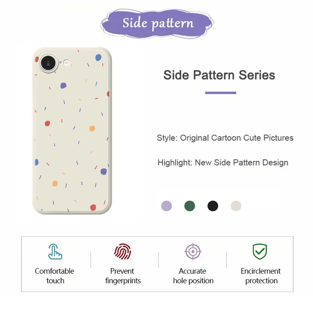 For iPhone 16e Case Colorful Dots Pattern Printing Straight Edge TPU Phone Back Cover