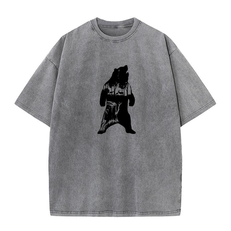 Forest Brown Bear Is Crying Classic Labor Day Cotton ONeck Youth Tees Washed T Shirts Family Short Sleeve Washed Retro T Shirts S разноцветный