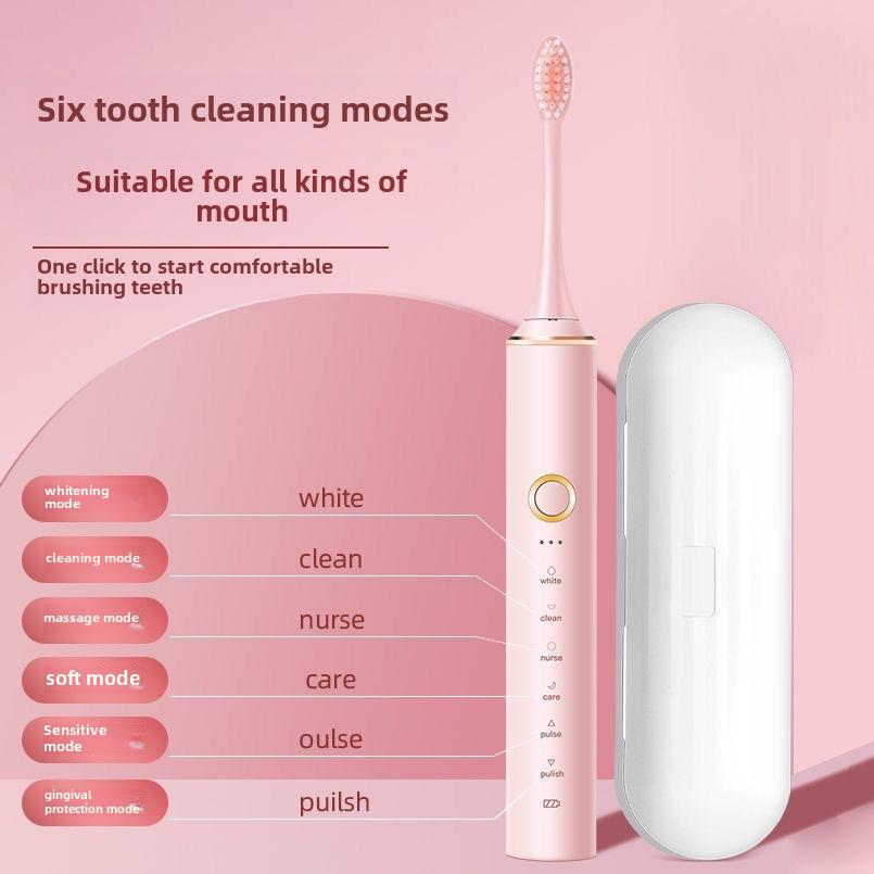 Unisex Rechargeable Ultrasonic Toothbrush with Soft Bristles for Travel and Home Use