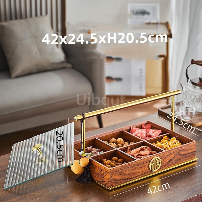 Candy Dry Fruit Container with Cover Household Snack Storage wooden Box Party Treat Holder Sealed Dish Party Snack tea container
