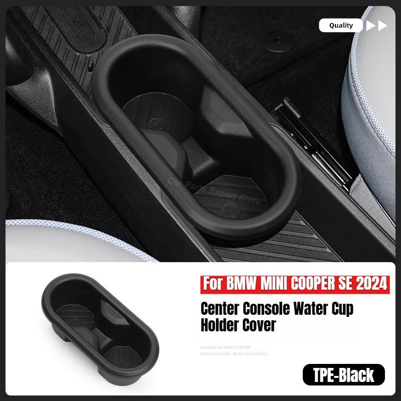 For BMW MINI COOPER SE 2024 Center Console Cup Holder Cover Anti-Slip Protector Mat TPE Car Drink Holder Interior Accessories