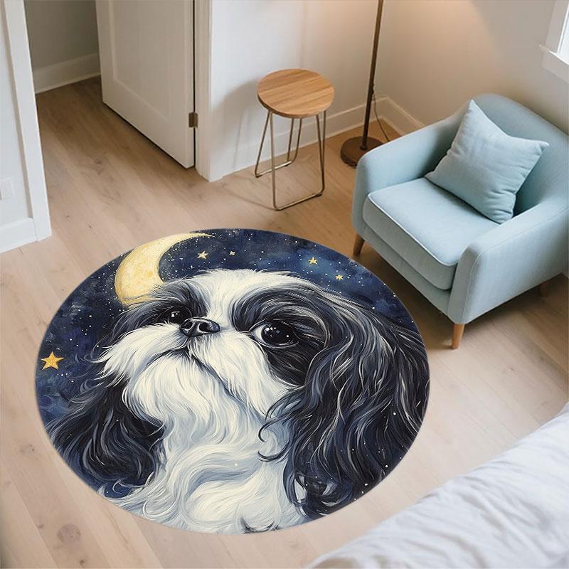 Shih Tzu Pattern Round rug,Carpet Rug for Living Room Bedroom Playroom ,Non-slip Floor Mat,Holiday Gifts and Birthday Gifts.