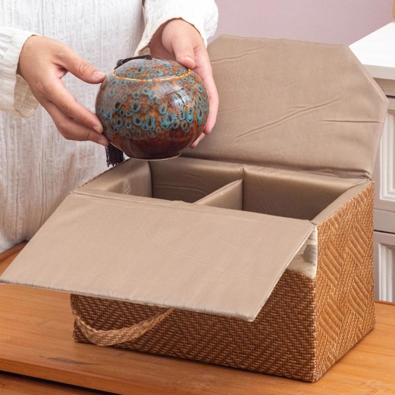 Light Luxury Rattan Woven Hand-held Wedding Gift Boxes Spring Festival Wedding Tea Wedding Souvenirs Birthday Gift Empty Box