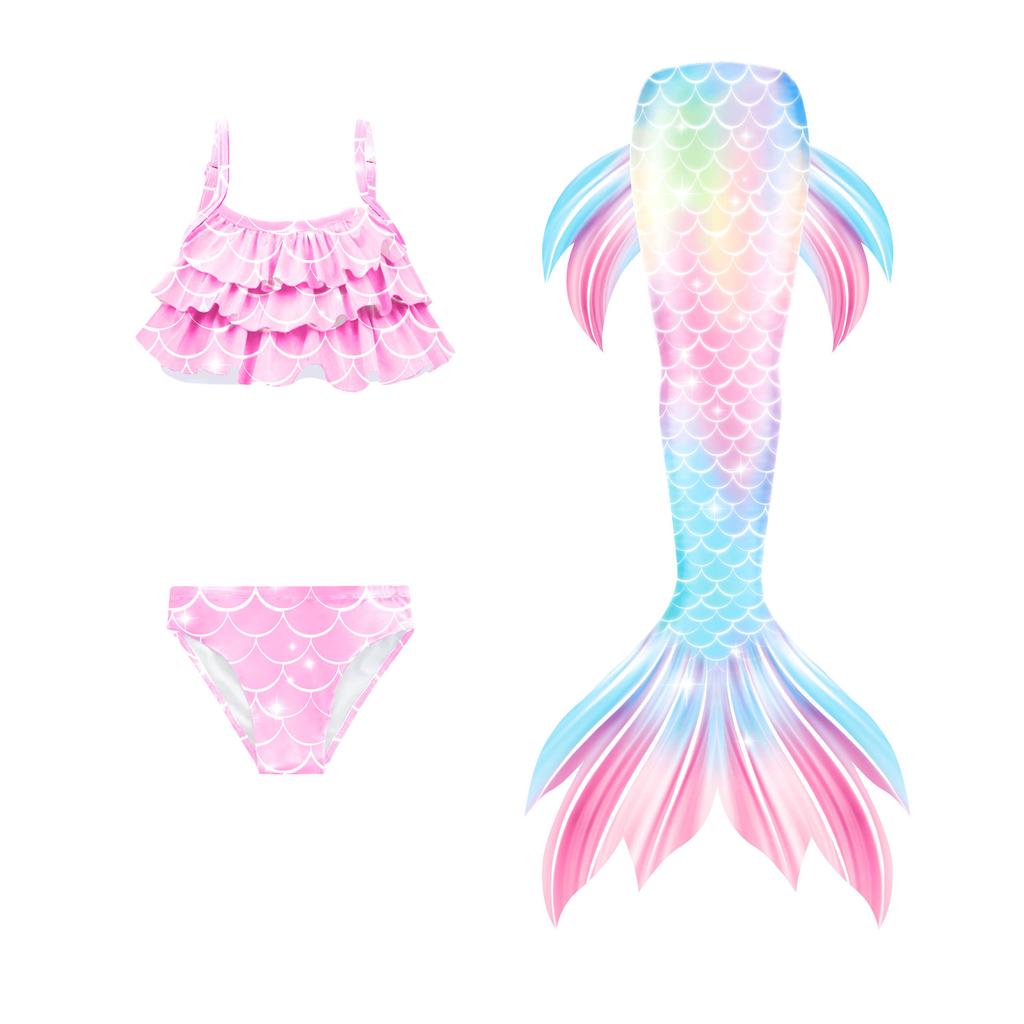 Girls Mermaid Swimsuit Mermaid Tail Swimsuit Girls Swimsuit Pants Suit Children's   Spring Swimsuit