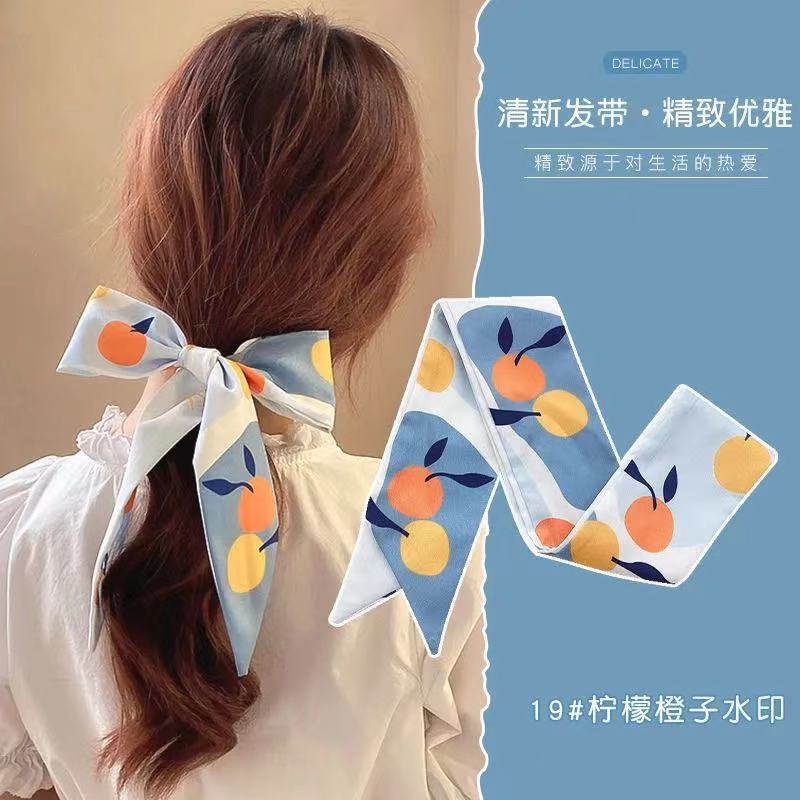 Qiandongge Seidenschal Stirnband Retro Weiblichkeit Gebundener Pferdeschwanz Schleife Band Stirnband Streamer Stirnband Mori Serie