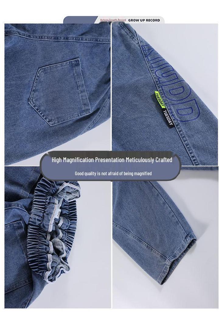 Pantaloncini di jeans alla moda sopra il ginocchio per ragazzi: Abbigliamento Estivo Leggero, Fresco e di Media Lunghezza per Bambini Grandi