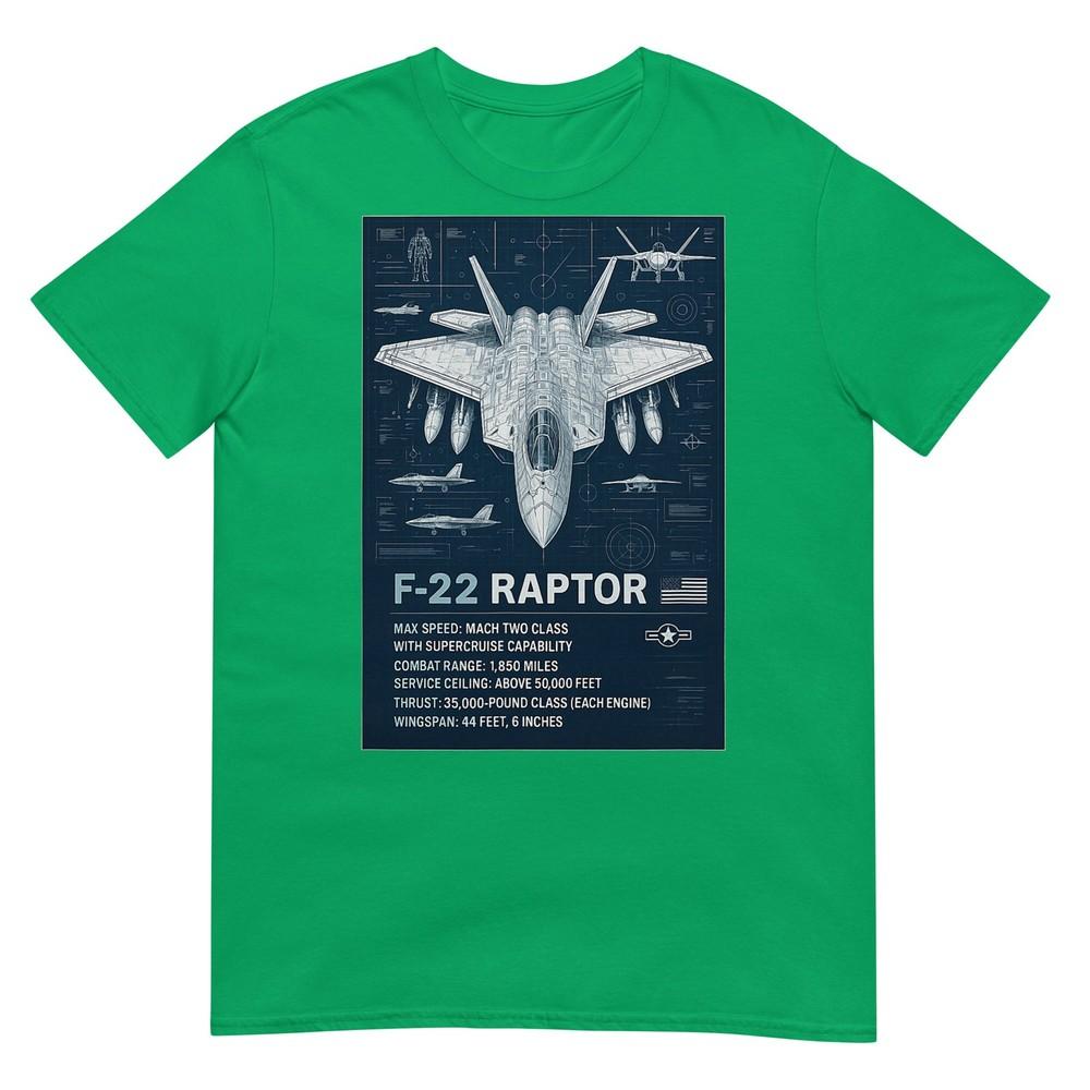 F22 Raptor Blueprint Technical Schematic Aviation Art Tshirt