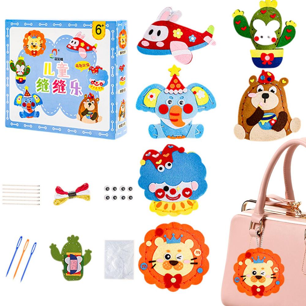 Children Sewing Kit Cute Sewing Kit for Children Art and Craft Learning Toys Beginner Sewing Kit Fine Motor Skill Toys for Boys