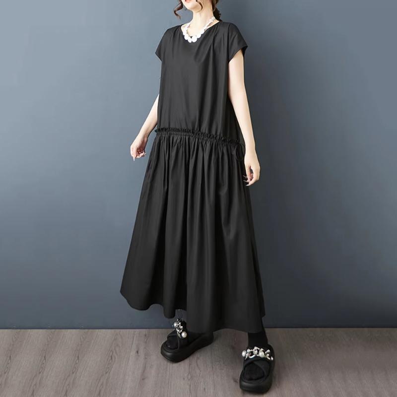 XITAO Pleated Drawstring Loose Dress ZMY1310