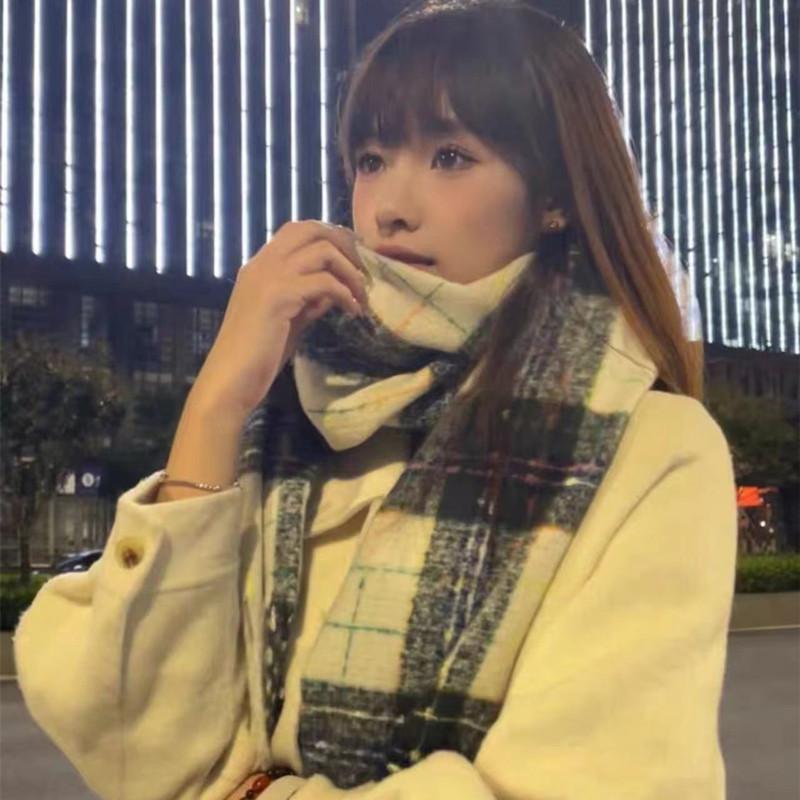 Autumn And Winter Plaid Scarf Thickened Imitation Cashmere Shawl Female Student Couple Warm Scarf