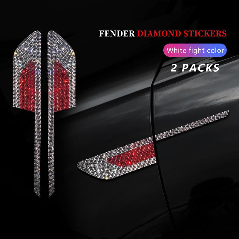2 Stück Diamant Auto Seitenkotflügel Aufkleber Antikollisions Dekorativer Aufkleber Auto Warnung Styling Bling Autozubehör für Frauen