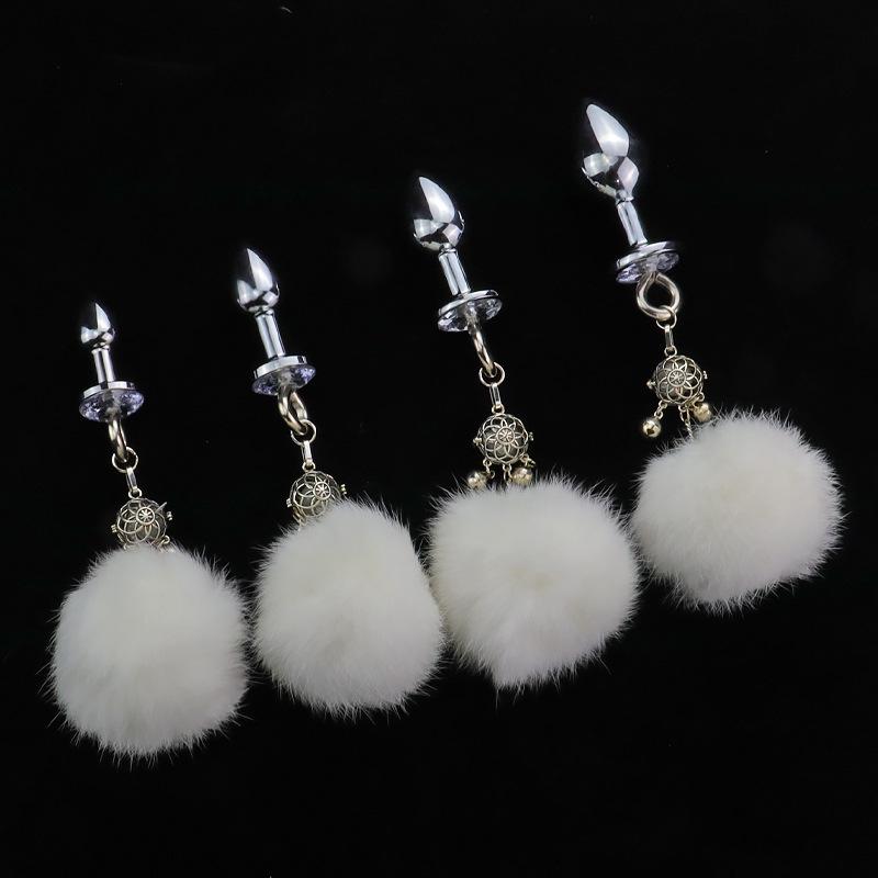 Pompom Anální Kolík a Svorky na Bradavky - Unisex SM Tréninková Hračka se Svítícím Kolíkem