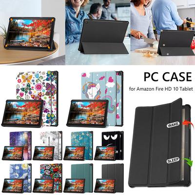 PU Leather Trifold Stand Cover Auto Wake/Sleep Slim Folding Stand Cover Tablet Cover for All-New  Kindle Fire HD 10 Tablet