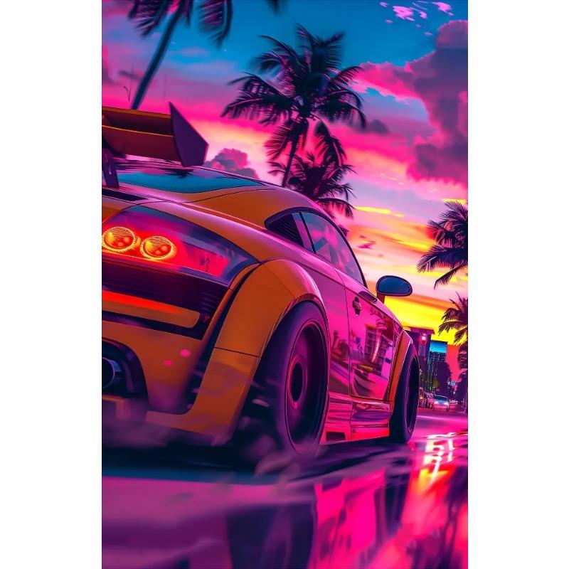 Classic Cool Supersport Car Sunset Colorful Posters and Prints Canvas Printing Wall Art Picture for Living Room Home Decora Gift