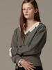 Bemuse Mansion Ribbon Point Knit Cardigan - Charcoal