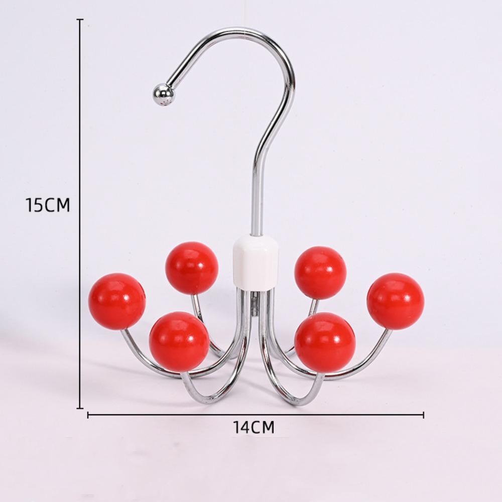 Creative 360° Rotatable 6 Claw Hooks Wooden Ball Space Saving Clothing Organizers Hook Multifunctional Wardrobe Hooks