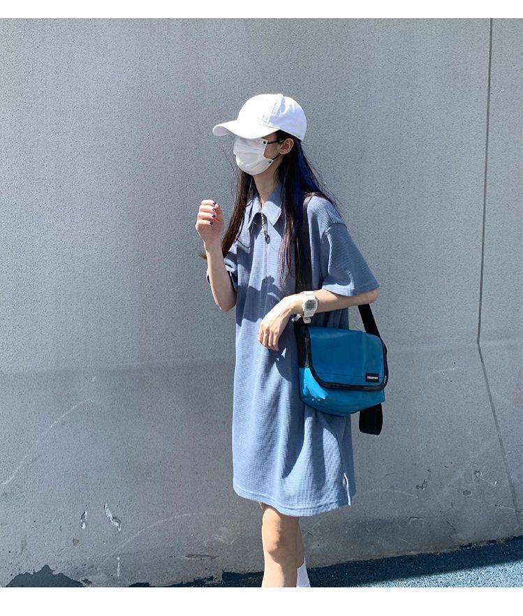 Elegant Summer Waffle Knit Polo Collar Dress - Age-Reducing, Solid Color Short Skirt for Women (2026)
