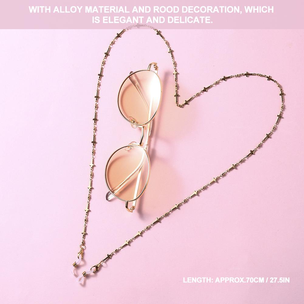 Eyeglasses Cord Alloy Anti-Slip Strap Rope Glasses Chain With Rood Decoration