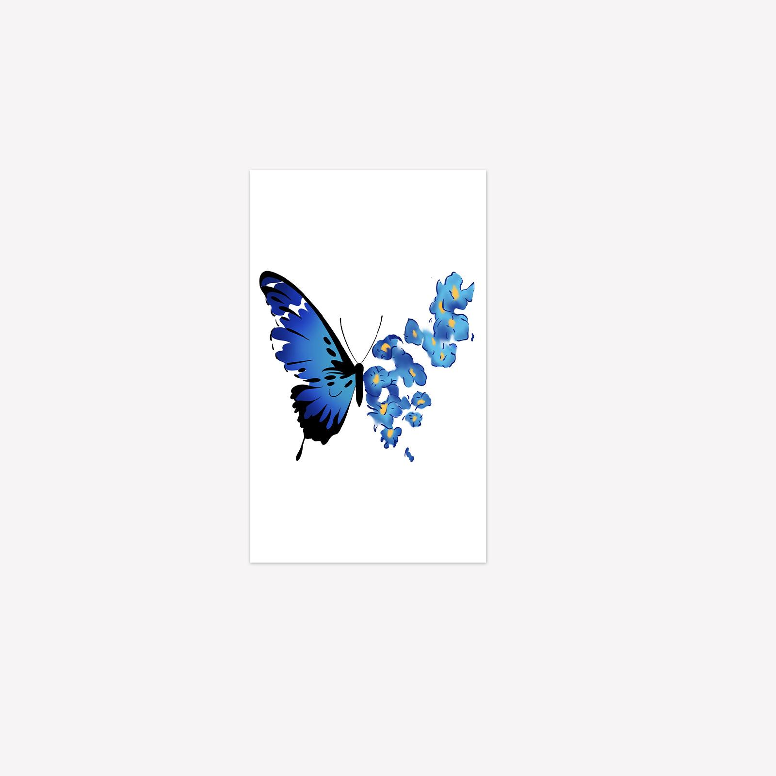 

Premium Sense Simple Personality Cute Small Fresh Blue Flower Butterfly Tattoo Sticker 6*10CM